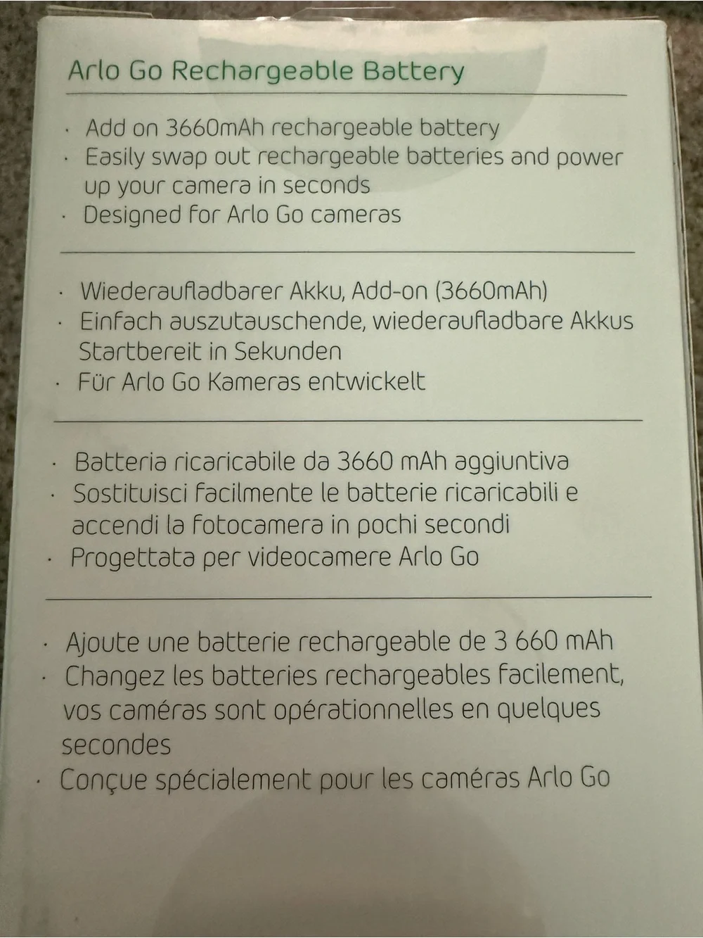 Arlo White Rechargeable Battery for Arlo Go Cameras